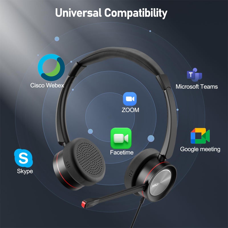 MKJ USB Headset with Microphone for Work, Wired Computer Headset for Business Calls, Noise Canceling Call Center Headphone for Office PC, Laptop, Zoom, Teams, Webinars, Softphones, Virtual Learning - Image 5